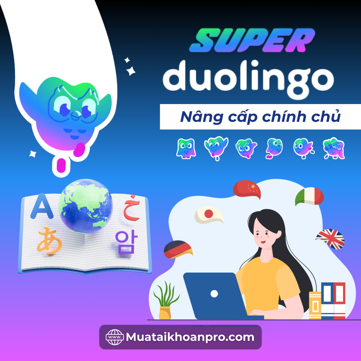 Tài Khoản Duolingo Super Nâng Cấp Chính Chủ Giá Rẻ