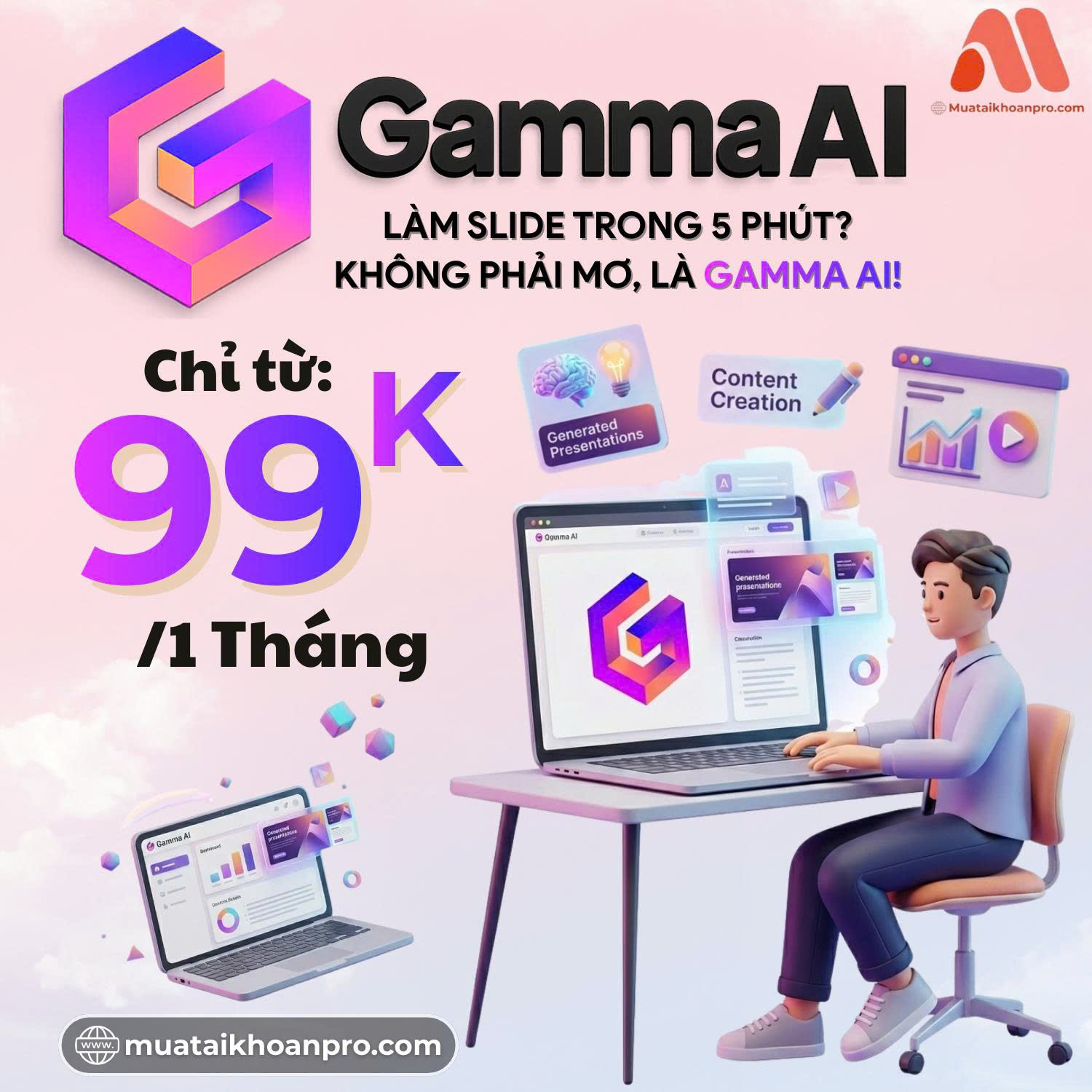 Nâng cấp tài khoản Gamma AI giá rẻ chỉ từ 99k